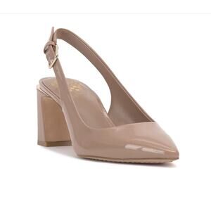Vince Camuto Hamden Slingback Pumps Heels Chai Latte Patent Size 8 NIB Stylish